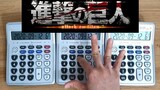 Playing Attack on Titan OP "Fiery-red Bow and Arrow" on 3 calculators