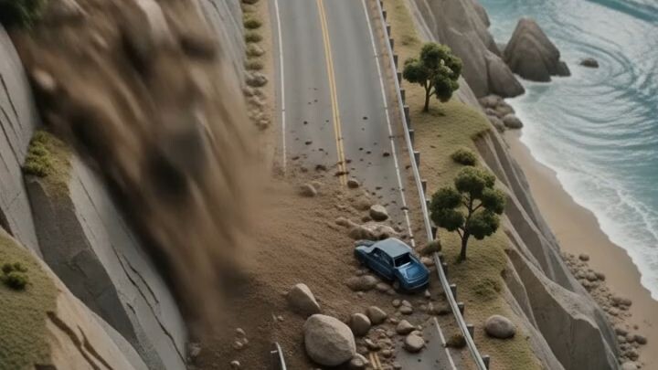 🌊 Massive Coastal Highway Landslide — How Hollywood Filmed This Miniature Disaster! #bilibili