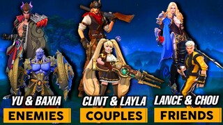 ALL ENEMIES, COUPLES, SIBLINGS AND FRIENDS IN MOBILE LEGENDS BANG BANG