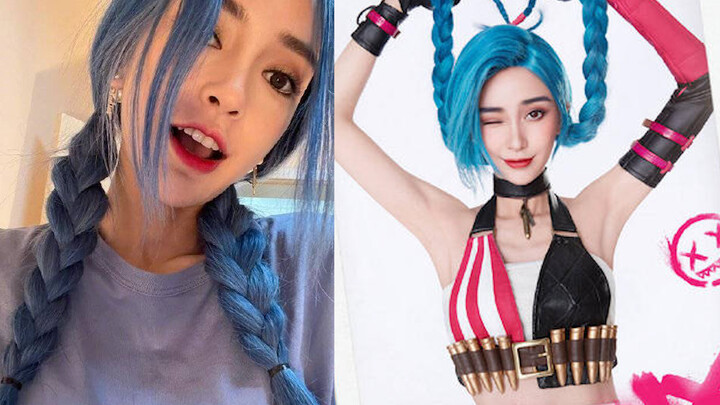 Yang Ying cos Jinx, kepang biru itu menyenangkan dan keren, dan perannya sangat dipulihkan (2)