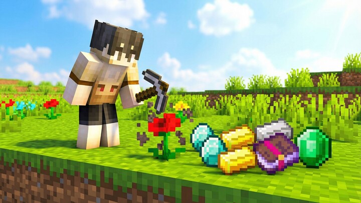 Just dig up all the flowers, and random items will drop!