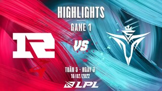 RNG vs V5 | Highlights - Game 1 | Tuần 5 Ngày 3 | LPL Mùa Xuân 2022