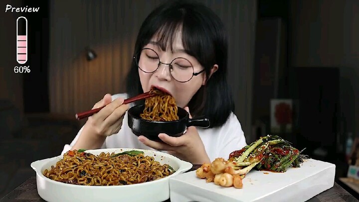 ASMR Ăn jjapaguri với nhiều thịt thăn | MUKBANG