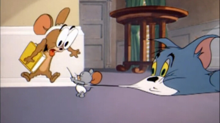 A newborn mouse isn't afraid of a cat.