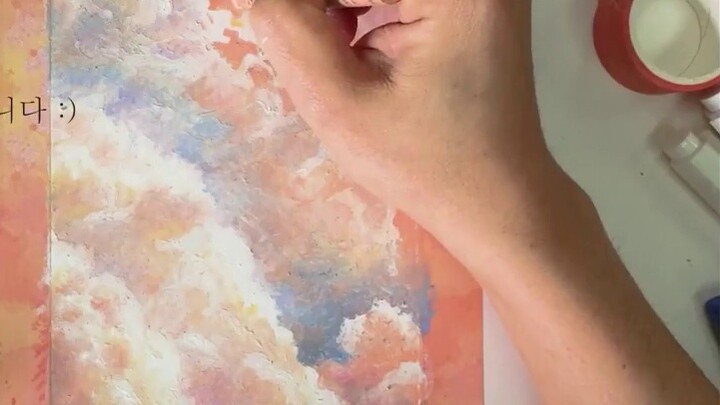 【Oil Pastel】Oil Pastel Landscape "If the Clouds in the Sky Are a Letter"