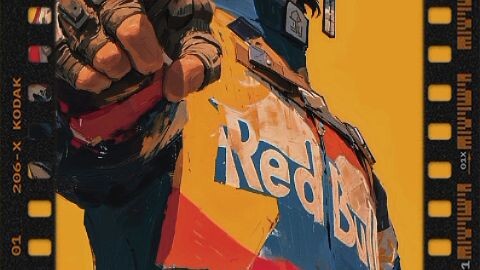 red bull membalap kiri