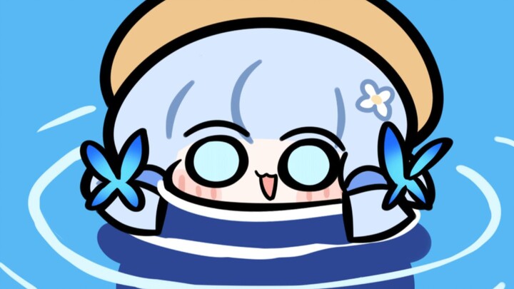 Linghua plays in the water (but she is a turtle)