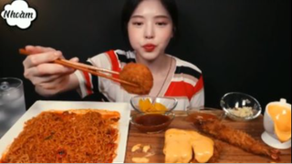 Mì Shin xào và thịt heo chiên xù phô mai phần 4 #mukbang