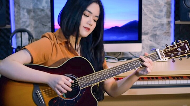 Super gentle! Miss sister delicately played Olivia Rodrigo's popular single "drivers license" [guita