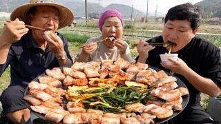봄철 파로 만든 맛있는 파김치와 쫀득쫀득한 오겹살, 볶음밥으로 마무리~ (Samgyeopsal & Green onion kimchi) 먹방! - Mukbang eating show