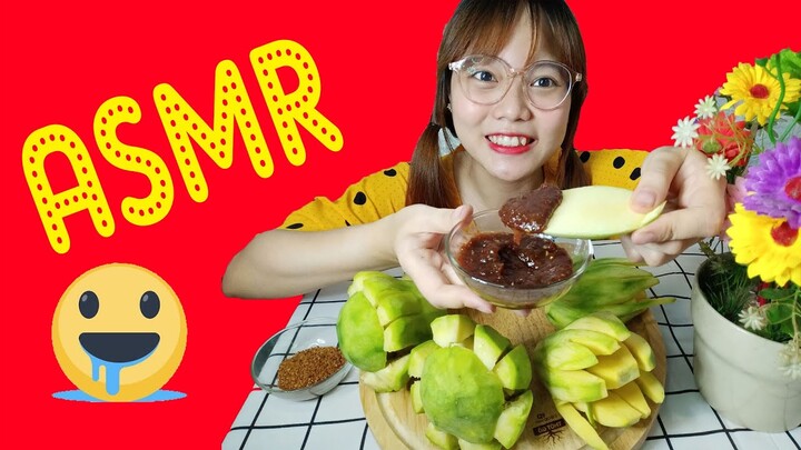 ASMR Fruit :Ứa nước miếng xoài xanh ,cóc xanh chấm mắm ruốc II Green mangoes dot fish sauce #129
