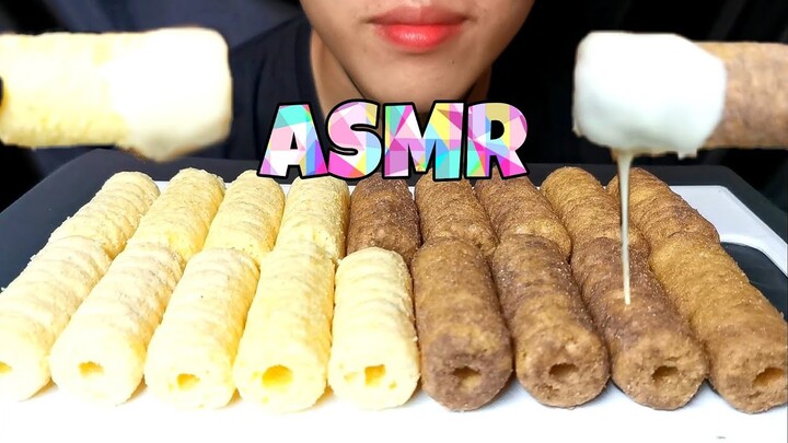 ฟังเสียงกิน ขนมข้าวโพดอบกรอบรสนมกับช็อคโกแลต จิ้มนมข้นหวานๆ!! ASMR MukBang Eating Candycorn