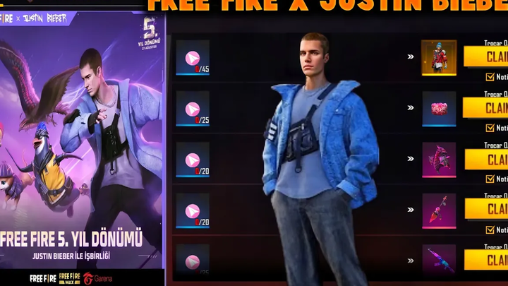 FREE FIRE X จัสติน บีเบอร์ FREE FIRE ความร่วมมือครั้งใหม่กับจัสติน บีเบอร์ รางวัลฟรี 🤩