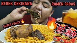 PEDAS MANTAP!! MIE GEKIKARA RAMEN HOT CHICKEN CAMPUR BEBEK BUMBU HITAM PEDAS 🔥