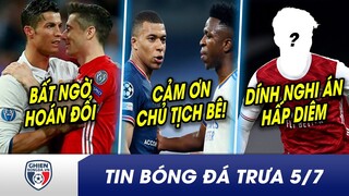 TIN BÓNG ĐÁ TRƯA 5/7:Ronaldo LỪA DỐI MU, Lewy là người thay thế? Vinicius LỢI LỚN từ chủ tịch Mbappe