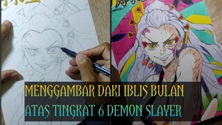 Menggambar Daki Iblis Bulan Atas Tingkat 6 Demon Slayer