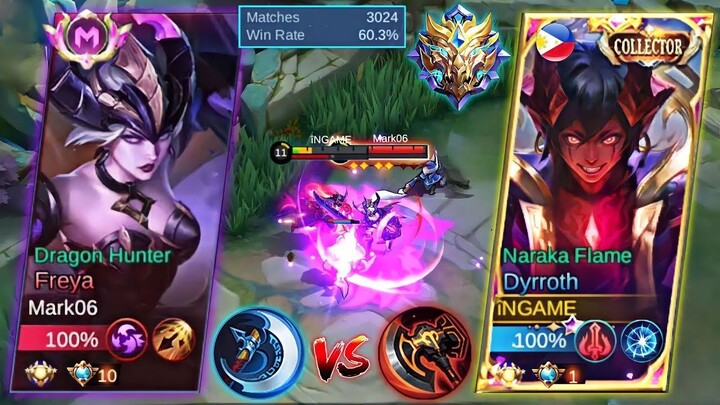 DYRROTH VS BUFFED FREYA KING OF FIGHTER AGAINST QUEEN OF FIGHTER  BEST DYRROTH B