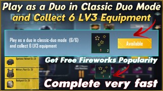 Get Free Fireworks Popularity BGMI | Play as a Duo in Classic Duo Mode and Collect 6 LV3 Equipment