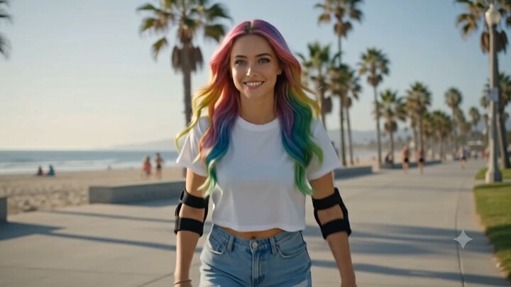 AI Concept: 20-Year-Old Woman Skateboarding