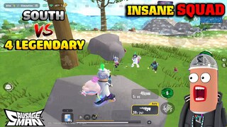 4 ENEMY RUSH ME - SOUTH 1v4 LEGENDARY in Rainbow Island 🔥 SOUTH SAUSAGE MAN