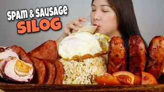 SPAM AT SAUSAGE SILOG MUKBANG | FILIPINO BREAKFAST