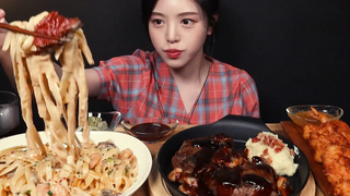 SUB) !🍝 Steak with Toowoomba Pasta Mukbang Asmr