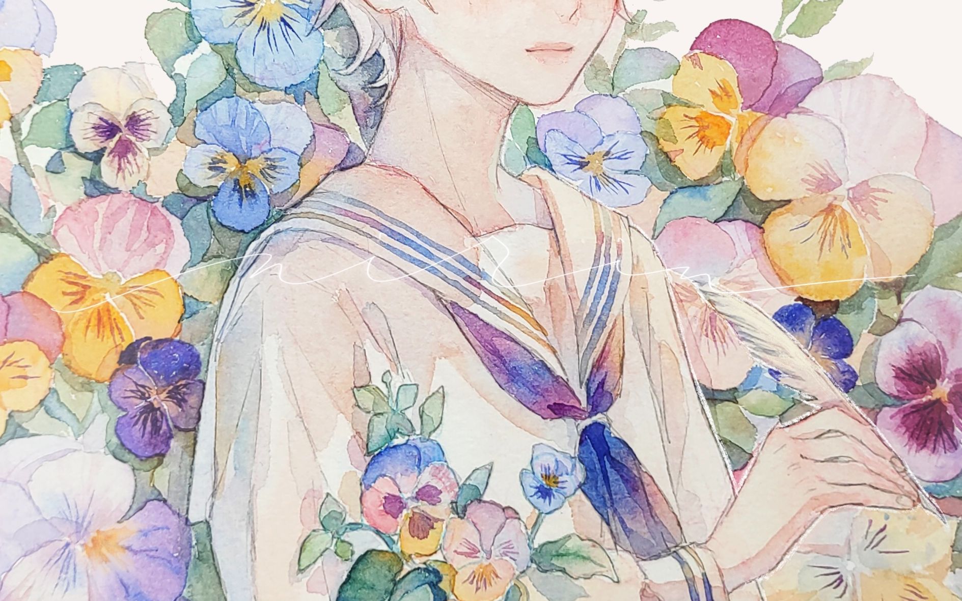 Watercolor] An emotionless flower painting machine | With commentary | Draw  a boy in a sailor suit - Bilibili