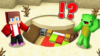 JJ and Mikey Found SECRET SAND ROUND BASE in Minecraft Maizen!