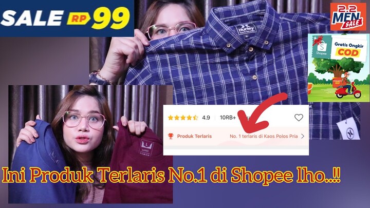 SHOPEE HAUL KEMEJA DAN KAOS COWOK SEMUA DI BAWAH 50k | "PRODUK TERLARIS" TOP no.1 di SHOPEE
