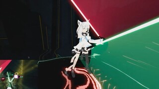 Shirakami Fubuki bermain Beat Saber