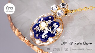 【モールドなしUV レジン】ドライフラワーを使って、DIYブレスレットチャーム〜♪UV Resin - DIY Bracelet Charm with Dried Flower.