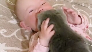 Bayi: "Kamu imut banget! Aku belum pernah lihat kucing yang manja kayak gitu sebelumnya!"