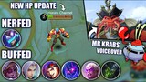 MR KRABS VOICEOVER AND XBORG UPDATE ON ADVANCE SERVER | MOBILE LEGENDS