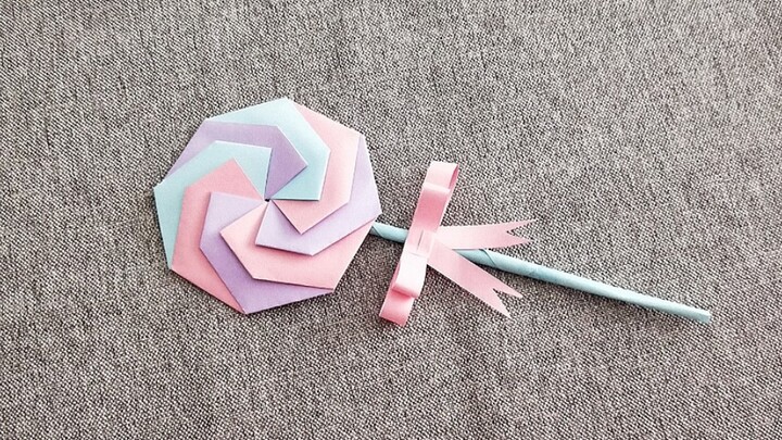 折纸棒棒糖教程，制作超简单，小朋友的最爱