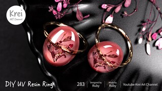 【UV レジン】ドライフラワーを使って、DIY指輪を作りました〜♪ UV Resin - DIY Rings with Dried Flower.