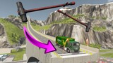 Cars Jump Arena Madness with Giant Sledgehammer - BeamNG.drive