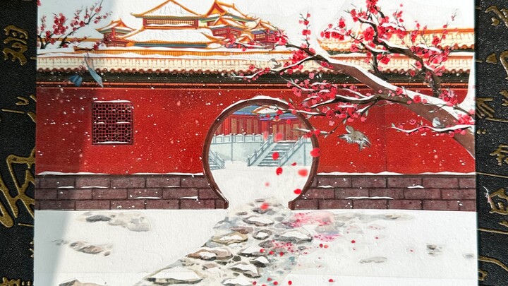 Dùng băng dính tạo nên không khí tuyết rơi cho sổ tay.