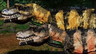 2 Bahariasaurus & 2 Carcharodontosaurus Breakout & Fight - JWE Mods (4K 60FPS)