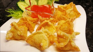 เกี๊ยวลาบทอด | เกี๊ยวทอดไส้ลาบ | Fried spicy wonton thai-esan style