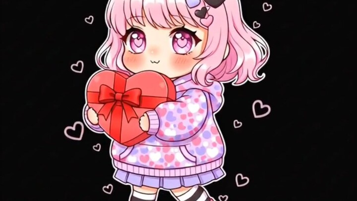 cute pink girl getting ready for valentine