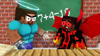 Monster School : BABY MONSTERS ANGEL AND DEVIL HEROBRINE CHALLENGE ALL EPISODE - Minecraft Animation