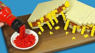 LEGO Cheese Chicken Quesadilla (สูตร Tortilla เม็กซิกัน) Lego IRL Stop Motion Cooking ASMR