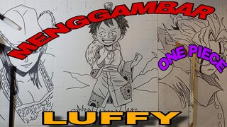 menggambar luffy kecil dari manga one piece wano