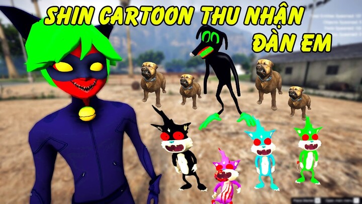 GTA 5 - Shin Cartoon Cat thu nhận đàn em - Đối đầu băng Chó hoạt hình (Shin mèo hoạt hình 2) | GHTG