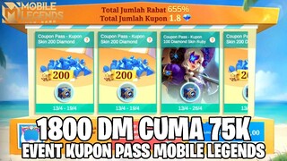 1.800 DIAMOND CUMA 75.000 - BISA BORONG SKIN MURAH! EVENT COUPON PASS MOBILE LEGENDS