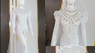 gown pengantin akad nikah putih