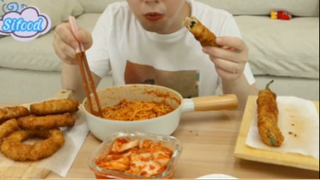 Mực chiên, ớt chiên, mì trộn phần 5 #mukbang