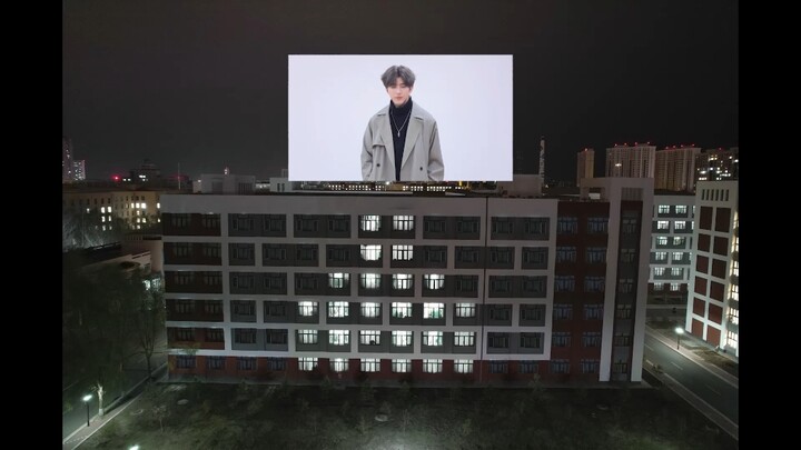 Playing CXK basketball on the dorm building's speakers
