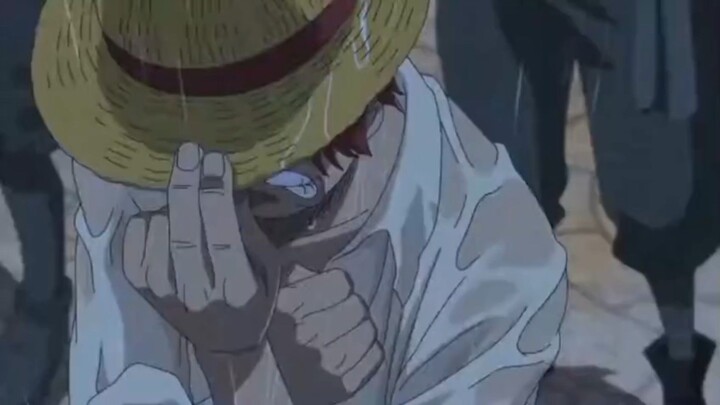 shanks menangis dibawah hujan