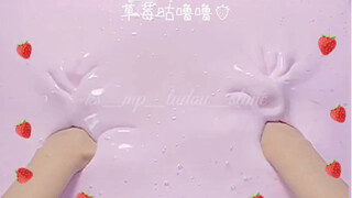 【tudouslime】进来听水声！吞完手掌又吐出来的不粘手假水“草莓咕噜噜”